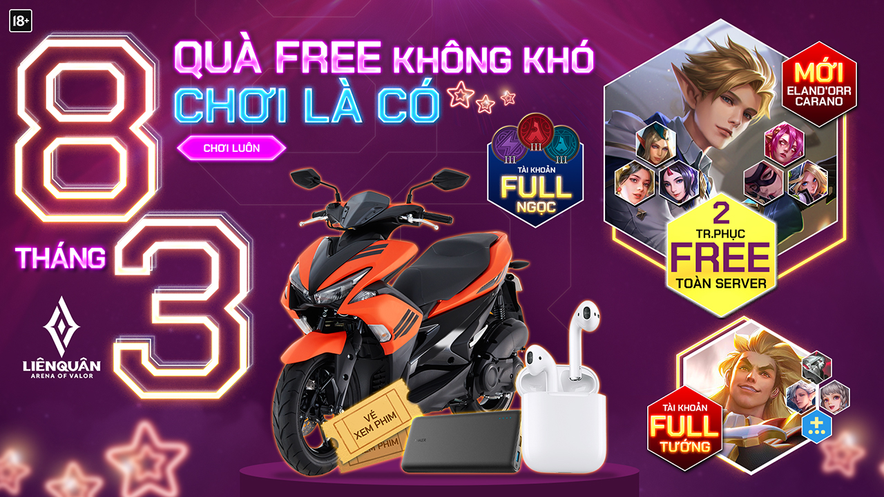 Sự kiện 8/3 Liên quân Mobile: Ngập tràn phần thưởng