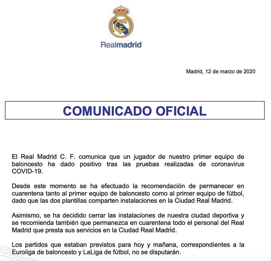 Đội bóng Hoàng gia Real Madrid khốn đốn vì cầu thủ nhiễm COVID-19