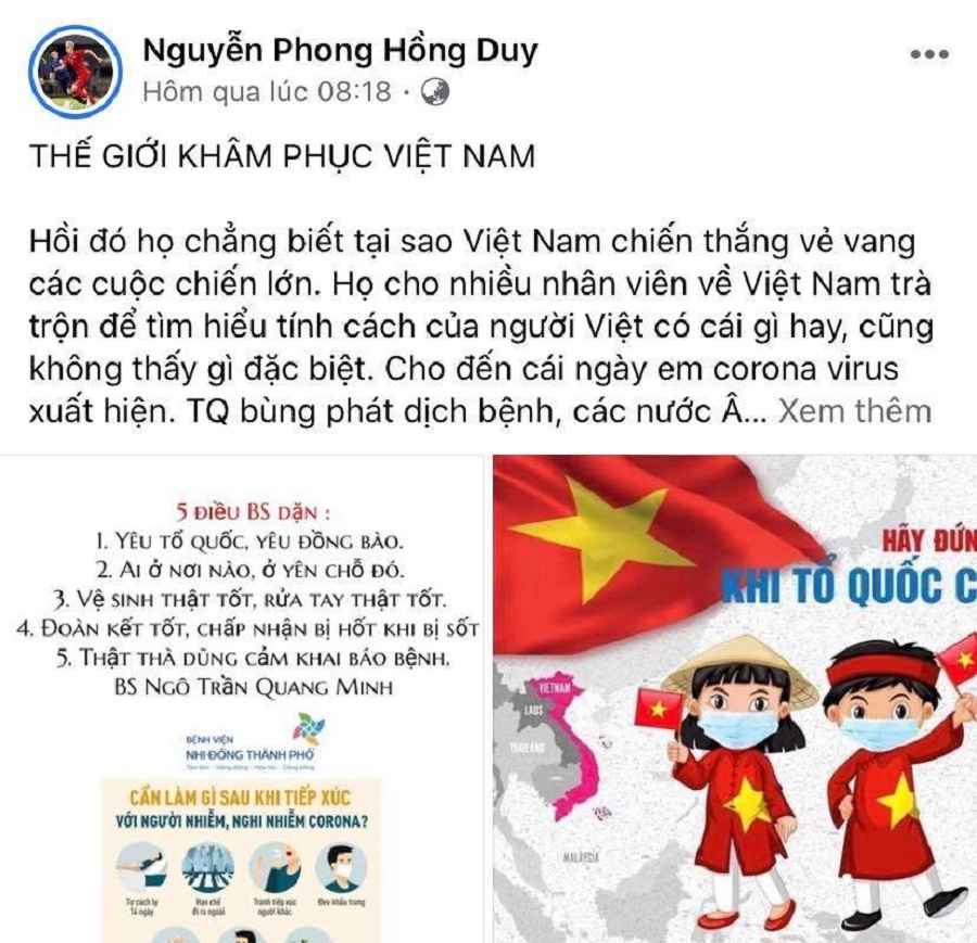 Cầu thủ Việt Nam gửi thông điệp ý nghĩa giữa mùa dịch COVID-19
