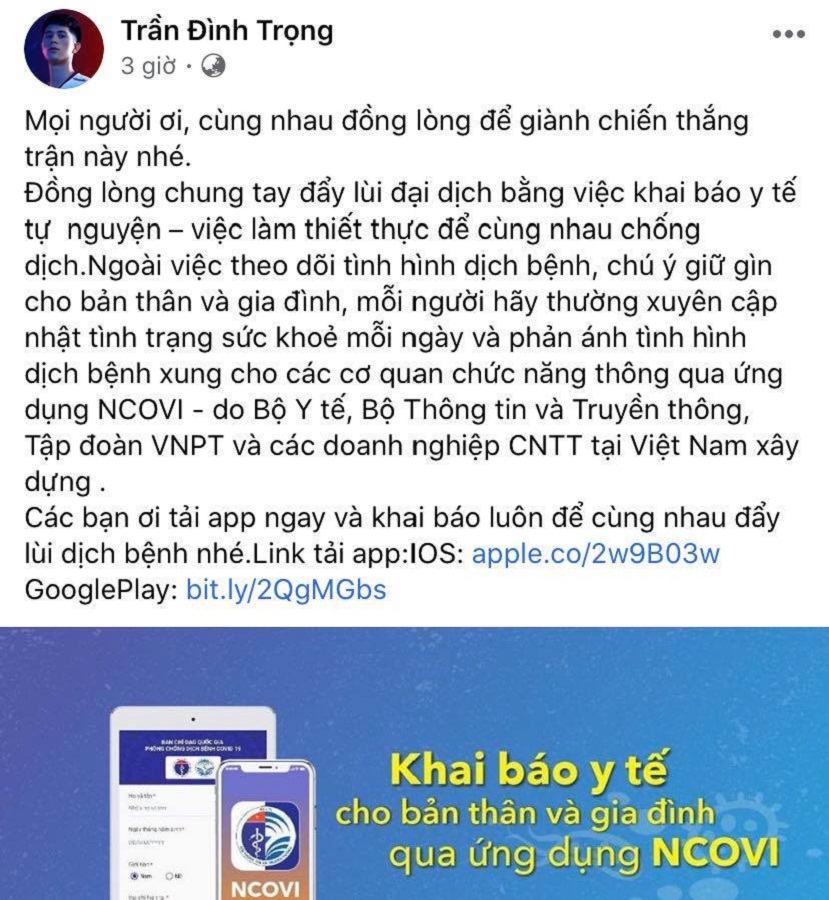 Cầu thủ Việt Nam gửi thông điệp ý nghĩa giữa mùa dịch COVID-19