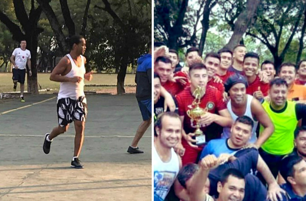 Ronaldinho chơi futsal thiện nghệ khi đi tù ở Paraguay