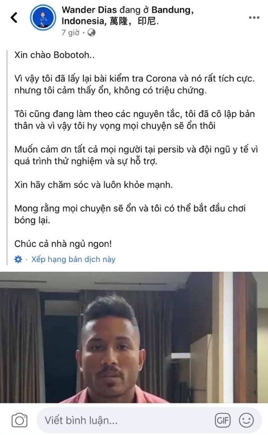Cầu thủ từng thi đấu ở V.League dương tính COVID-19