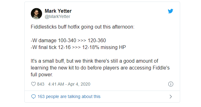 Fiddlesticks làm lại quá yếu, Riot phải buff thêm ở hotfix LMHT 10.7
