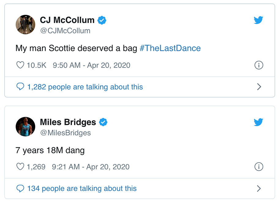 Sao NBA dậy sóng với mức lương bèo bọt của Scottie Pippen trong The Last Dance Sao NBA dậy sóng với mức lương bèo bọt của Scottie Pippen trong The Last Dance