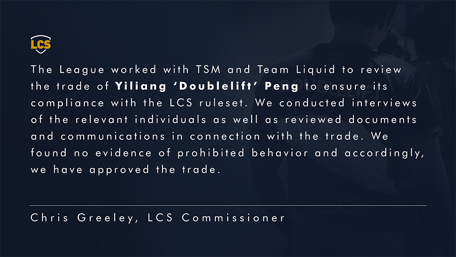 Tin chuyển nhượng LHMT 27/4: Doublelift chính thức trở lại TSM