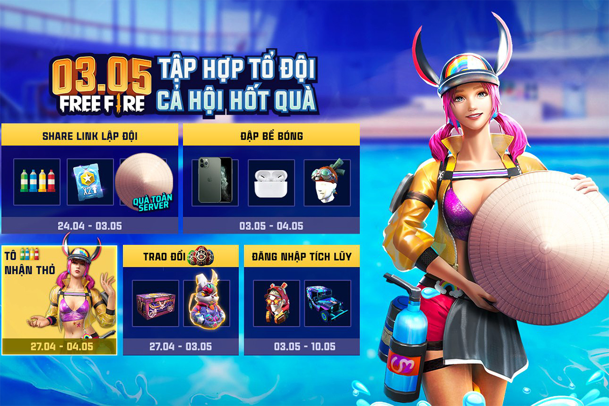 Tô Màu Nhận Thỏ và chuỗi sự kiện 30/4 của Free Fire
