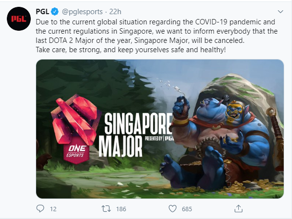 Giải đấu Major Dota 2 cuối cùng của mùa giải 2020 chính thức bị hủy bỏ