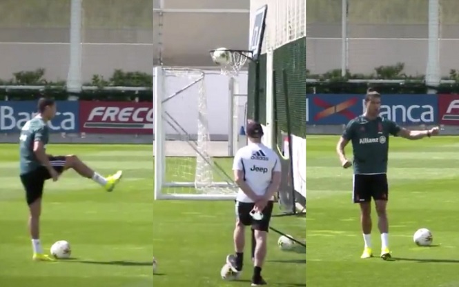 Ronaldo gây kinh ngạc khi dùng chân chơi bóng rổ và ăn mừng “siuuu”