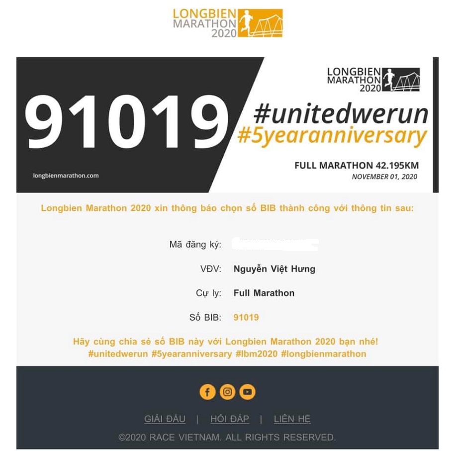 Đầu năm, runner đua nhau khoe số BIB đẹp Long Bien Marathon 2020 Đầu năm, runner đua nhau khoe số BIB đẹp Long Bien Marathon 2020