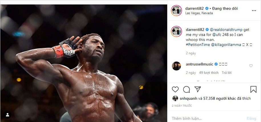 Darren Till cầu cứu Tổng thống Donald Trump để thượng đài tại UFC 248