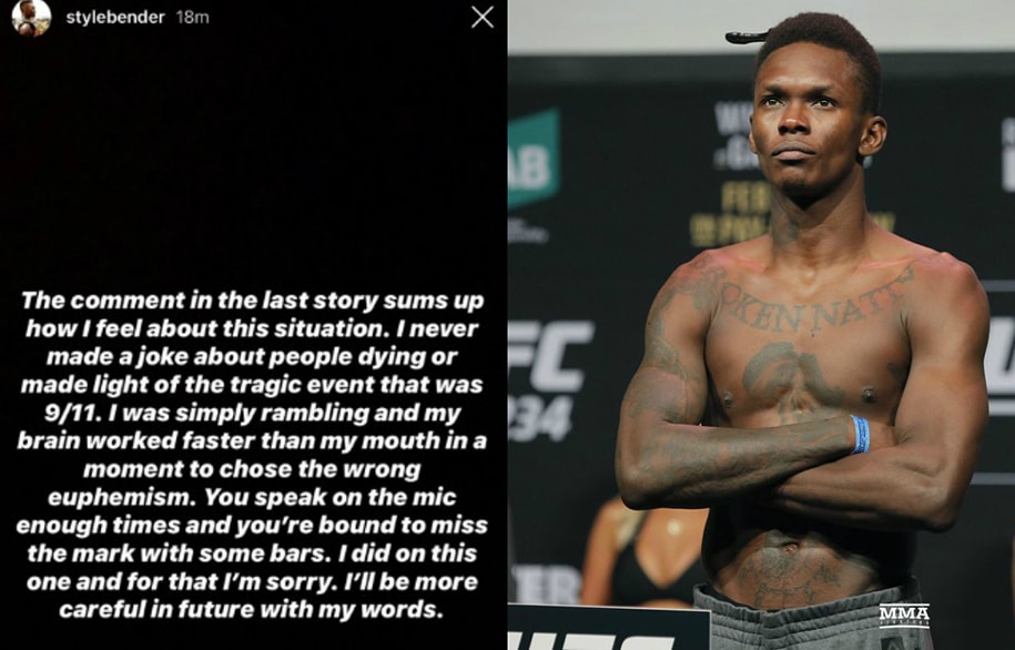 Vô địch UFC Israel Adesanya xin lỗi vì nhắc đến vụ 11/9 trong màn trashtalk
