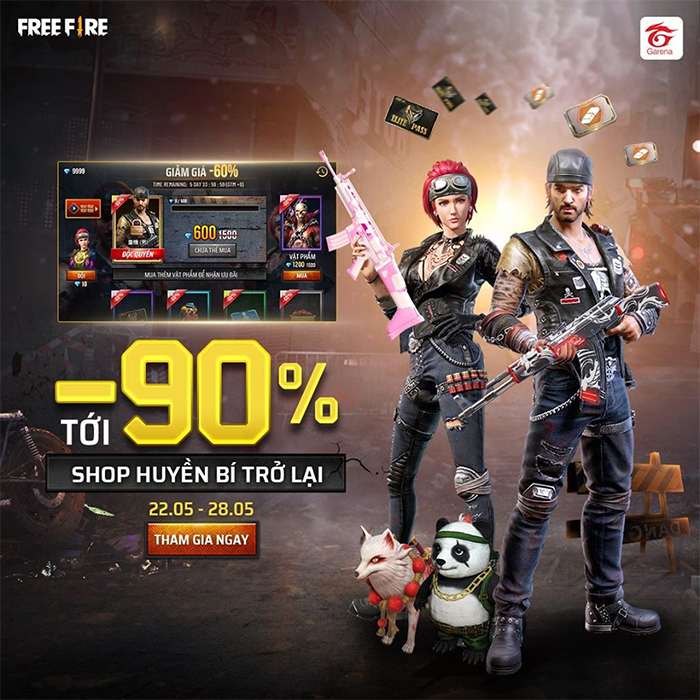 Shop Huyền Bí Free Fire trở lại với khuyến mại tới 90%