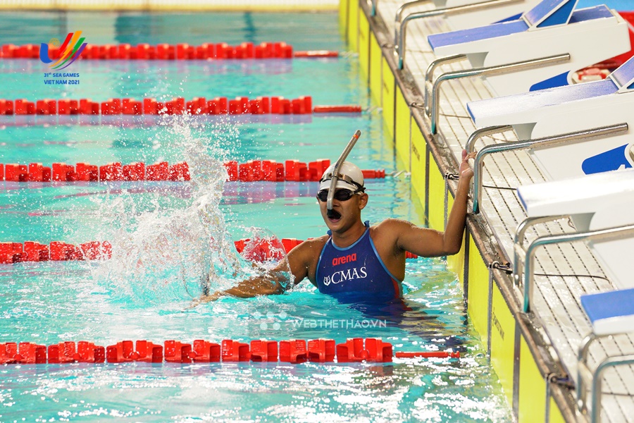Chàng trai 18 tuổi phá kỷ lục lặn 1500m vòi hơi chân vịt nam tồn tại từ SEA Games 2003