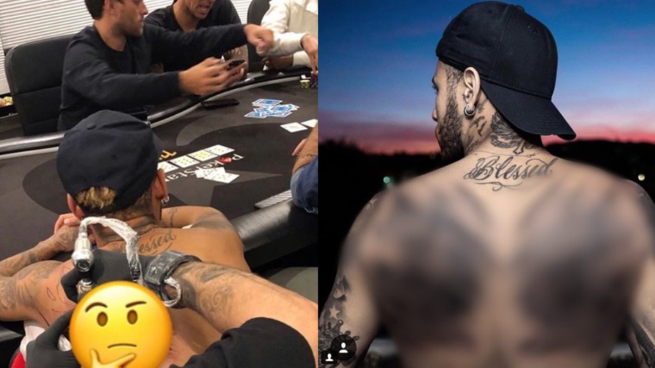 Neymar vừa chơi poker vừa xăm hình độc đáo trước đại chiến PSG - Napoli