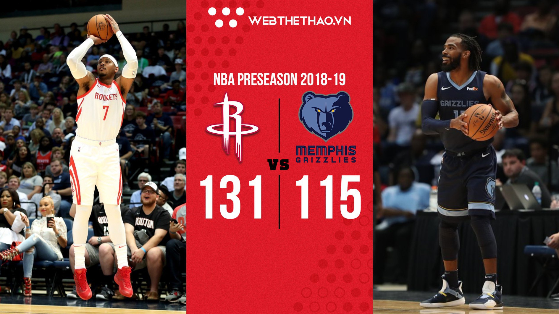 Chưa quen nhịp ném 3 của Houston Rockets, Carmelo Anthony phải xin lỗi đồng đội vì lỡ tay ném quả 2 điểm vào rổ