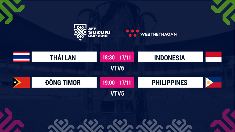 Lịch thi đấu AFF Cup 2018 mới nhất hôm nay 17/11