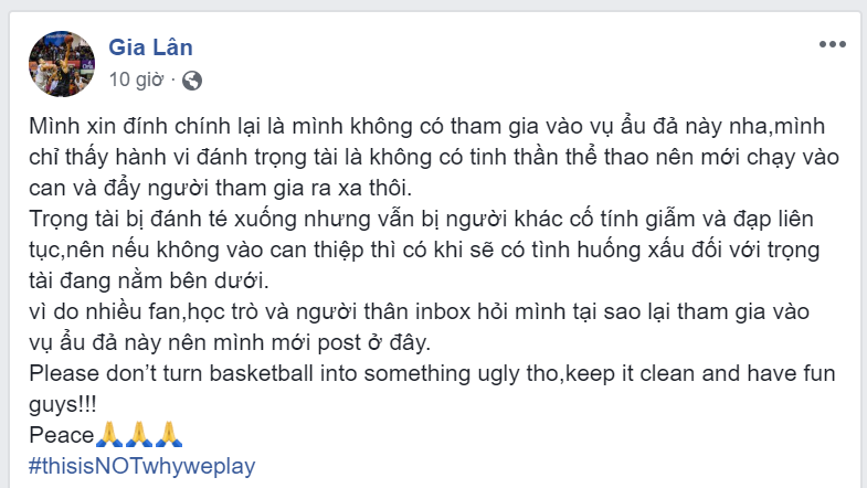 Hồng Gia Lân than trời vì bị hiểu lầm tham gia hành hung trọng tài - Ảnh 2. Hồng Gia Lân than trời vì bị hiểu lầm tham gia hành hung trọng tài - Ảnh 2.