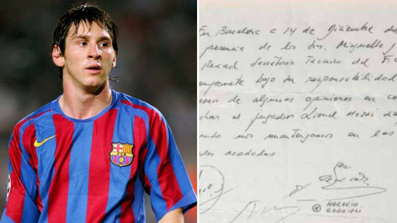 Bản hợp đồng đầu tiên giữa Barcelona và Messi ghi những gì?