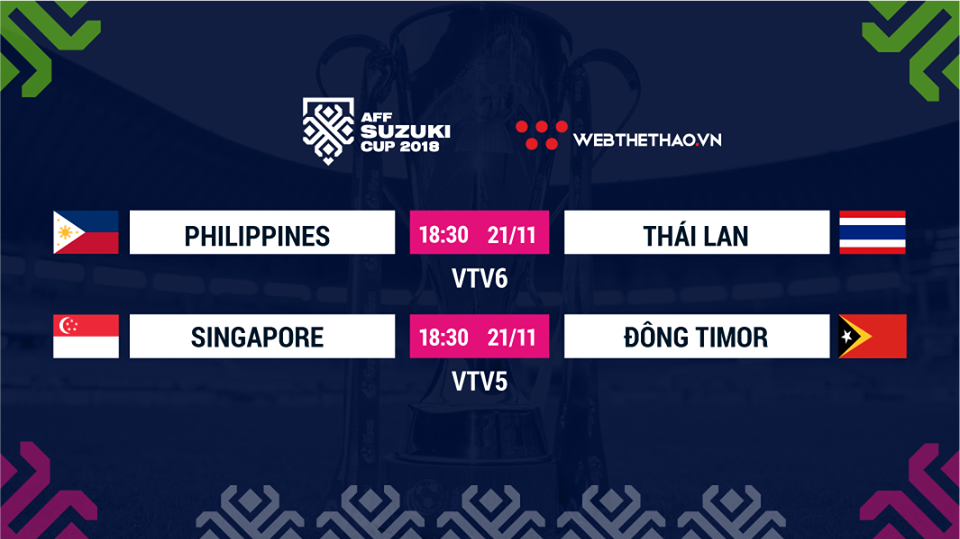 Lịch thi đấu AFF Cup 2018 mới nhất hôm nay 21/11