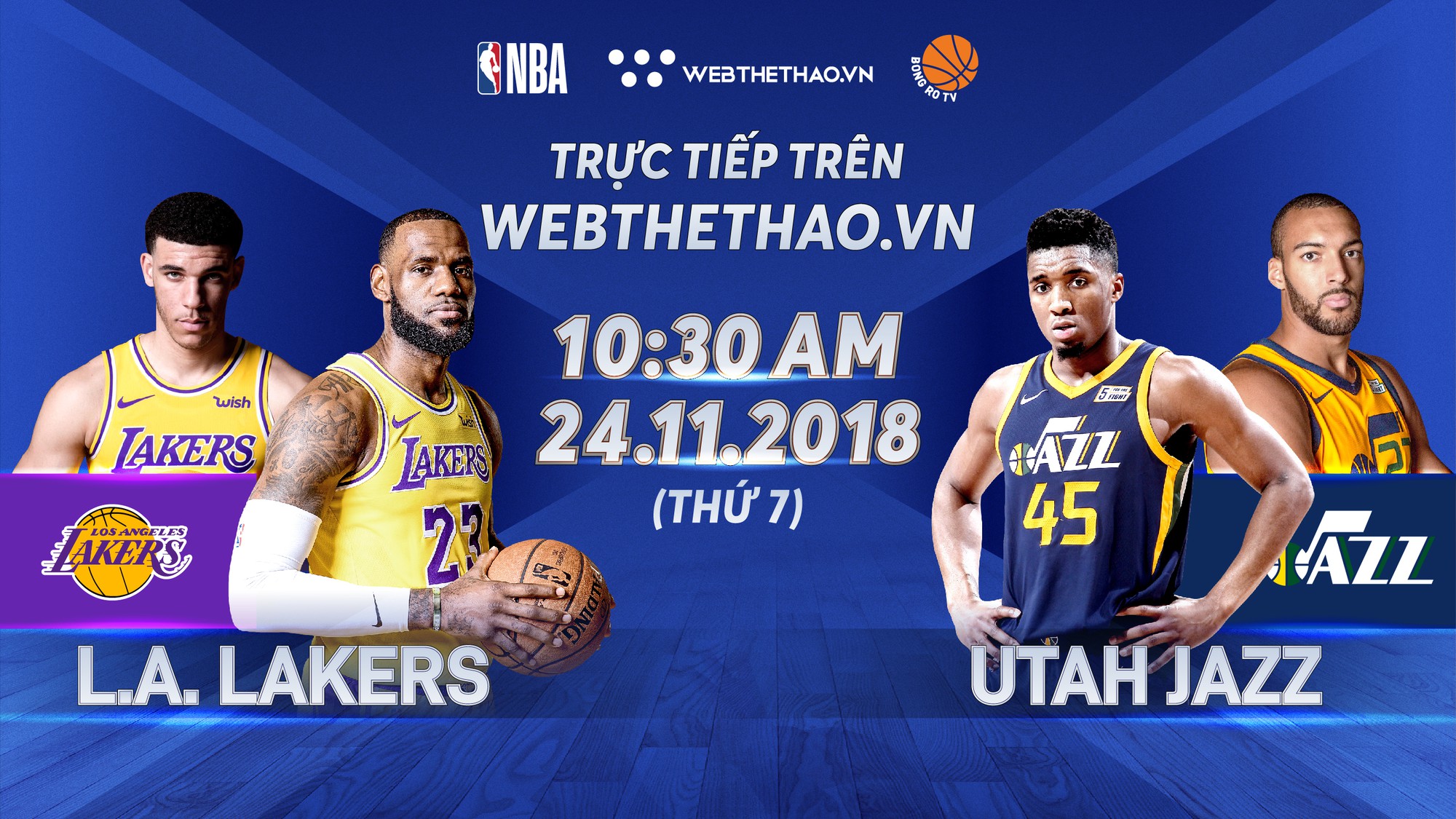 Trực tiếp NBA 2018-19: Los Angeles Lakers vs Utah Jazz