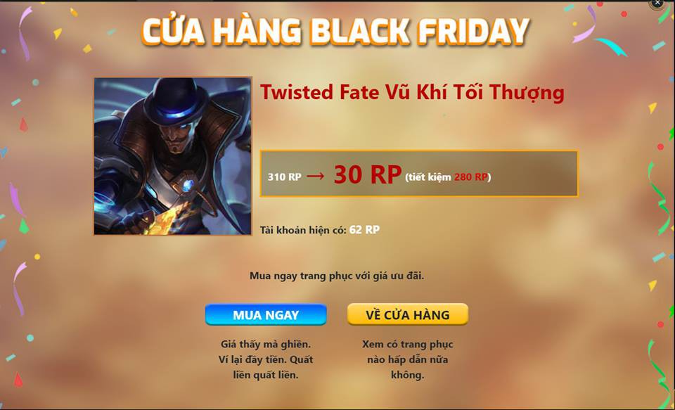 Siêu giảm giá trang phục LMHT trong ngày Black Friday - Ảnh 2. Siêu giảm giá trang phục LMHT trong ngày Black Friday - Ảnh 2.