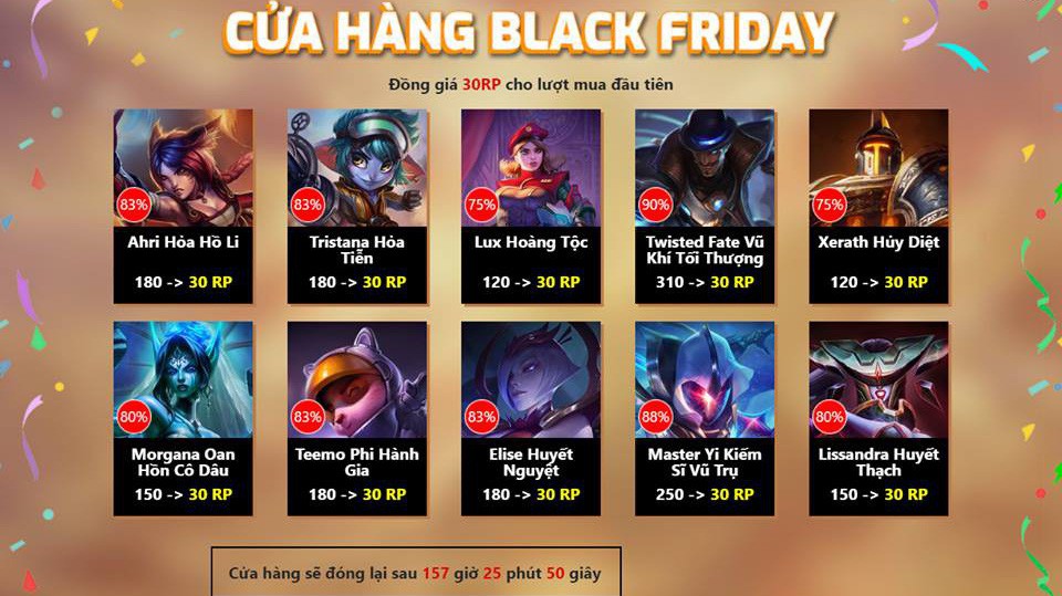 Siêu giảm giá trang phục LMHT trong ngày Black Friday