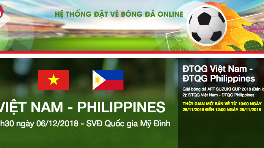 10h sáng nay mở hệ thống bán 20.000 vé online trận Việt Nam - Philippines