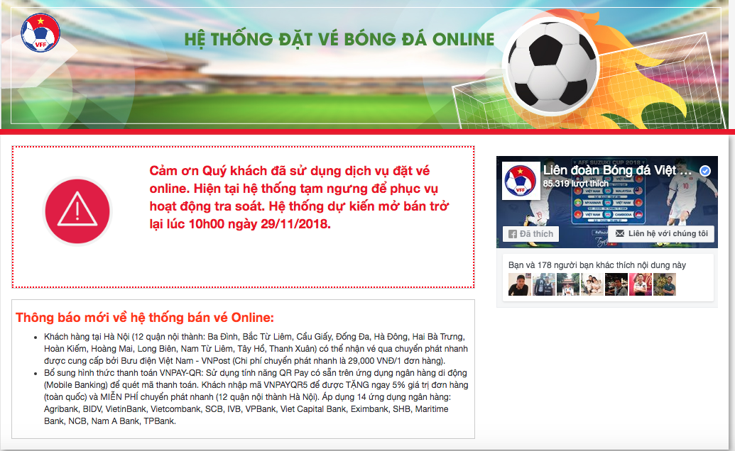 10h sáng nay VFF bán tiếp 15% lượng vé online trận Việt Nam - Philippines