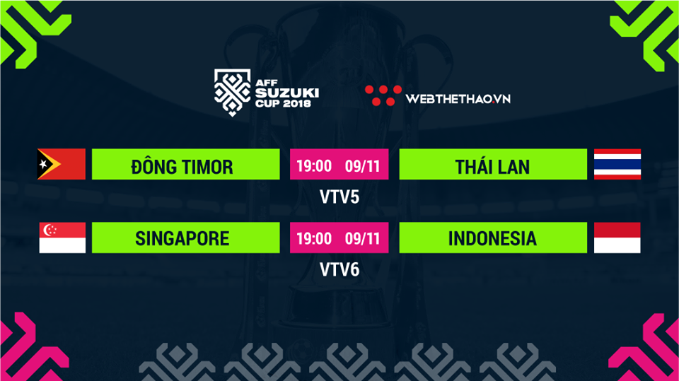 Lịch thi đấu AFF Cup 2018 mới nhất hôm nay 09/11
