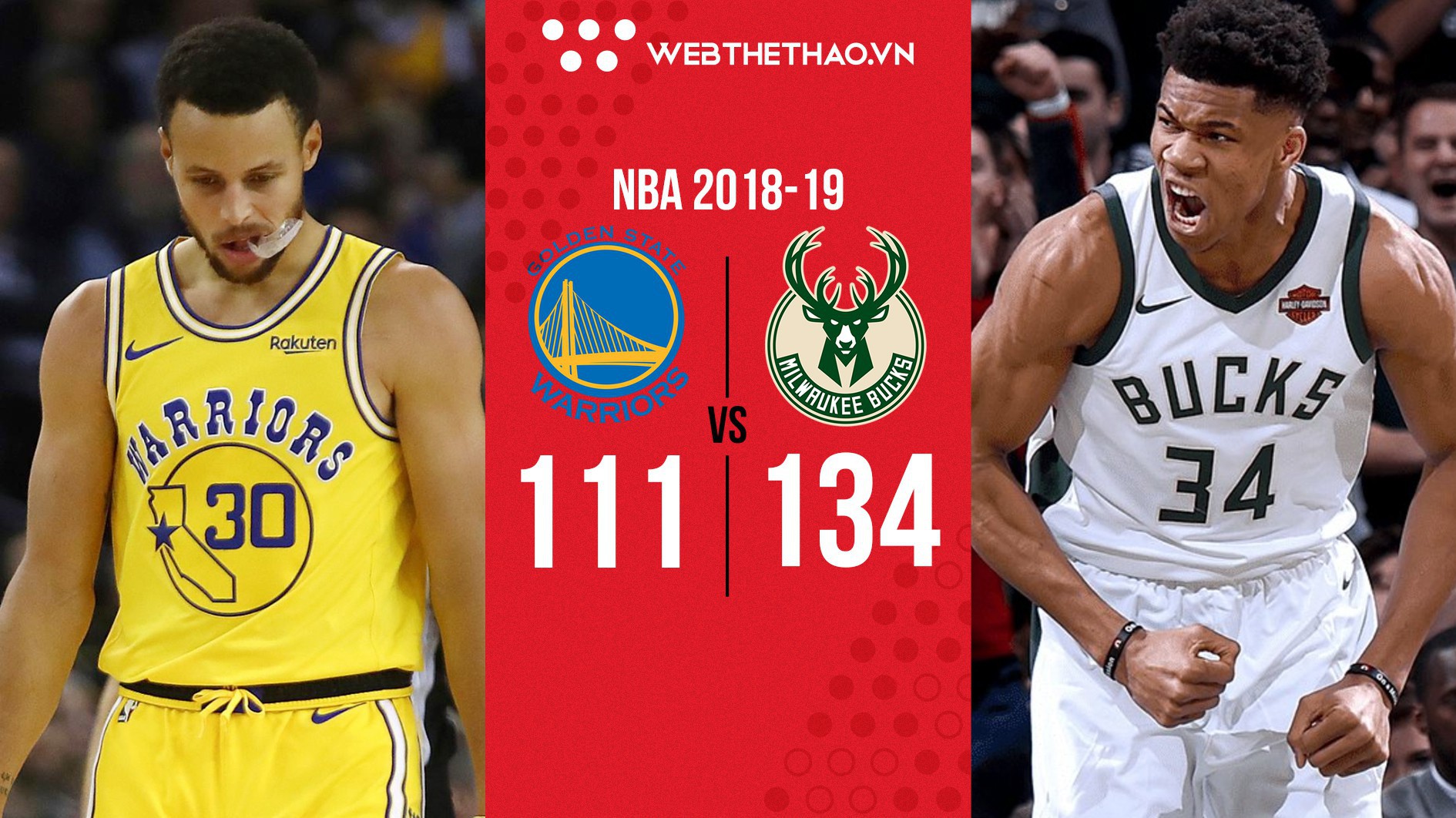 Ánh mắt của Draymond Green như thể hiện sự bất lực của toàn Golden State Warriors trước Giannis Antetokounmpo