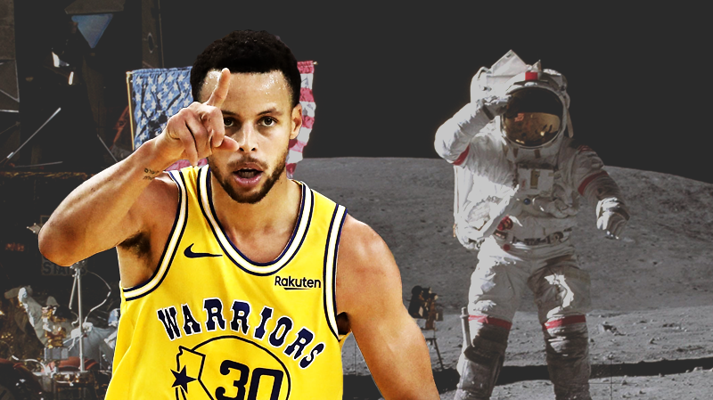 Stephen Curry lại hại não fan khi nhất định không tin con người đã đặt chân lên Mặt Trăng