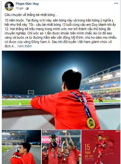 Duy Mạnh, Đức Huy: Từ cậu bé nhặt bóng thành nhà vô địch AFF Cup - Ảnh 3. Duy Mạnh, Đức Huy: Từ cậu bé nhặt bóng thành nhà vô địch AFF Cup - Ảnh 3.