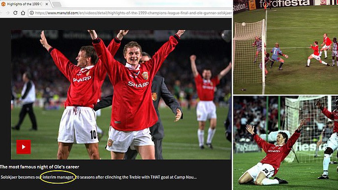 Trang chủ Man Utd tiết lộ người hùng năm 1999 sẽ trở thành HLV tạm quyền thay Mourinho