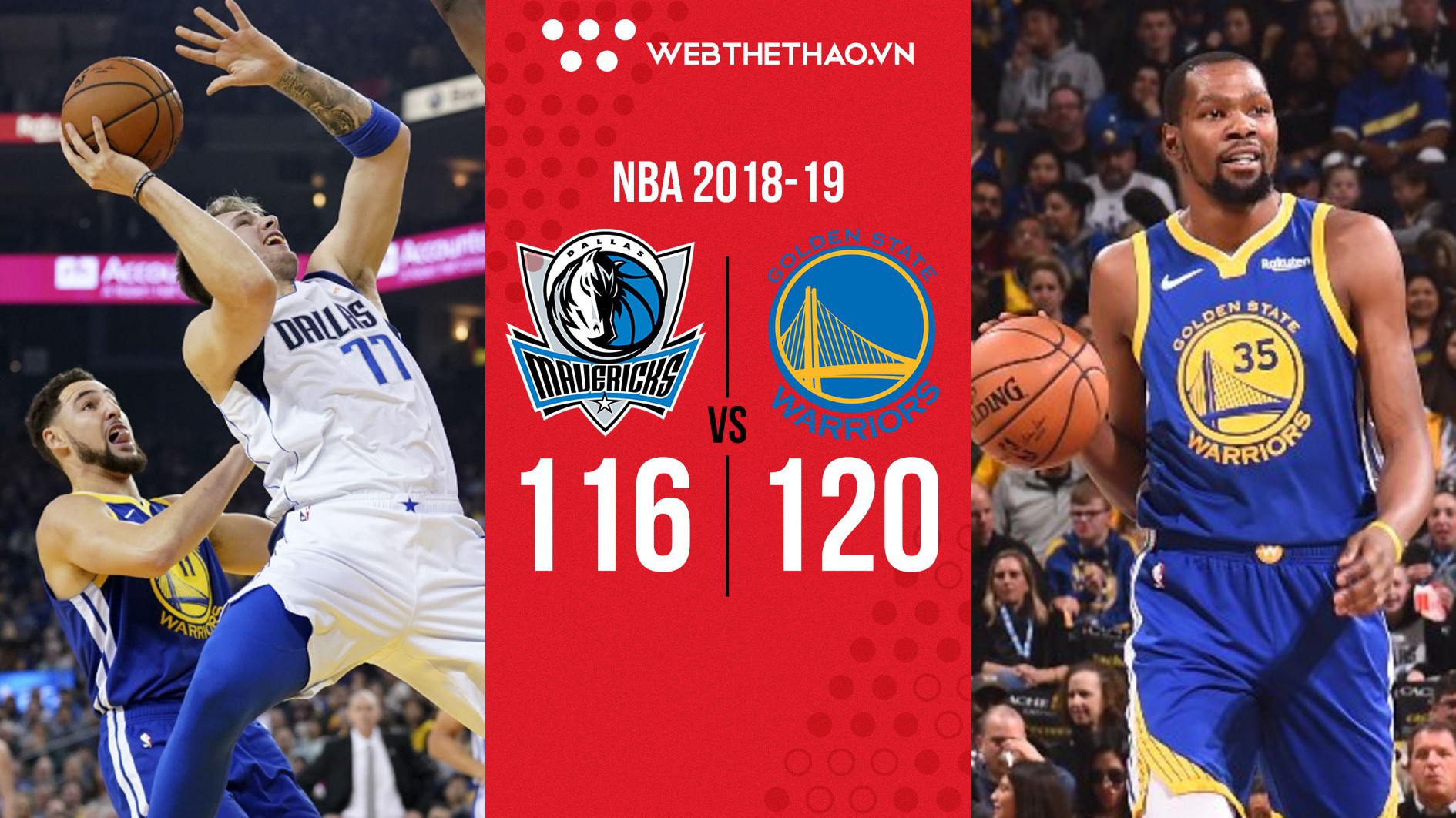 Kevin Durant ném "clutch" cực đỉnh, giải cứu Golden State Warriors khỏi ngày thi đấu thăng hoa của Dallas Mavericks