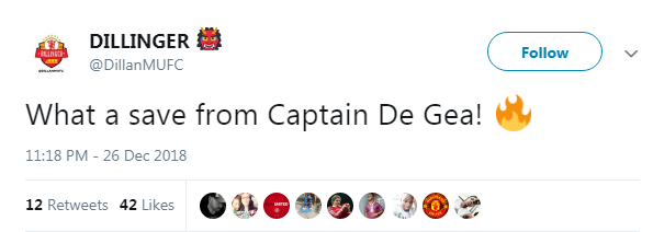 CĐV Man Utd phát cuồng với pha cứu thua không tưởng của De Gea trước Huddersfield Town - Ảnh 3. CĐV Man Utd phát cuồng với pha cứu thua không tưởng của De Gea trước Huddersfield Town - Ảnh 3.