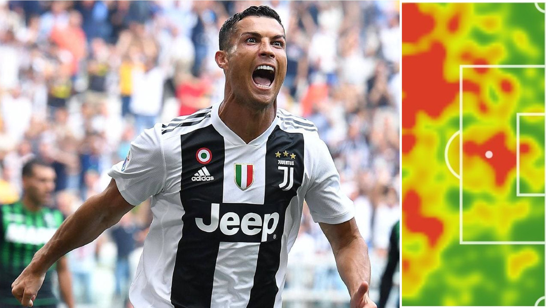 Choáng váng với bản đồ nhiệt của "quái vật" Ronaldo sau nửa mùa giải chơi cho Juventus