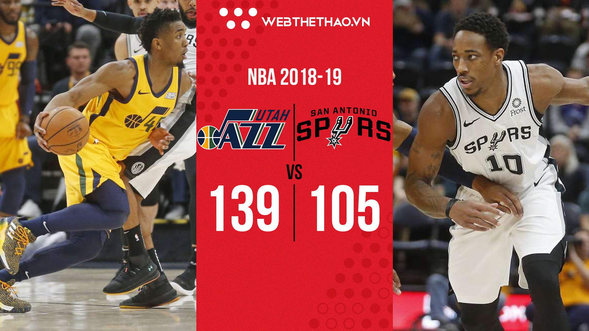 Utah Jazz phá kỷ lục 3 điểm của đội trong ngày Kyle Korver trở về và San Antonio Spurs tiếp tục thua tan nát
