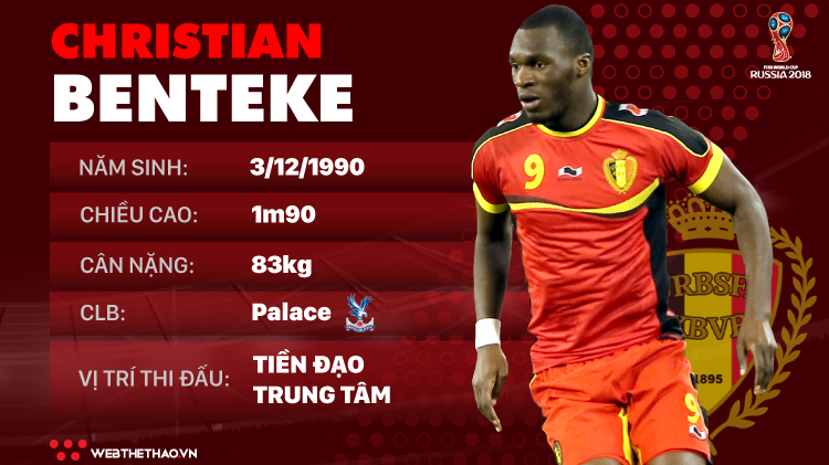 Thông tin cầu thủ Christian Benteke của ĐT Bỉ dự World Cup 2018