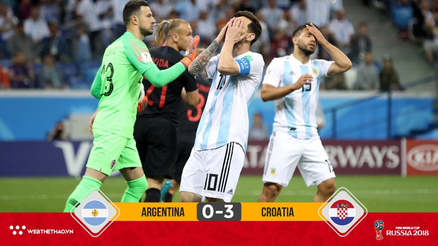 Messi bất lực, Argentina thảm bại trước Croatia và nguy cơ bị loại sớm