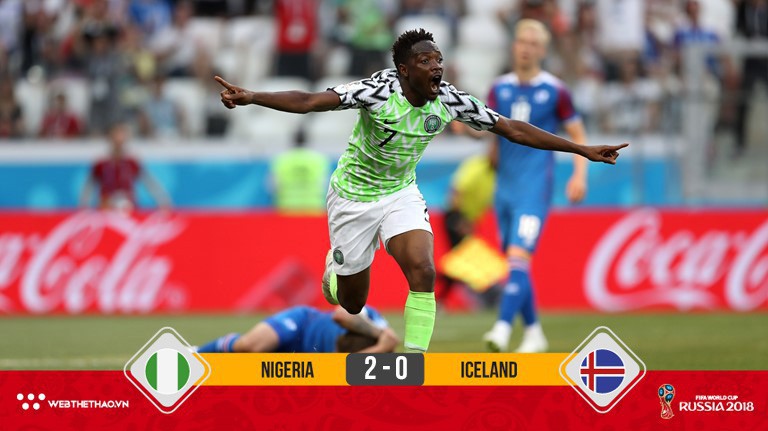 Musa tỏa sáng với cú đúp giúp Nigeria bất ngờ hạ gục Iceland