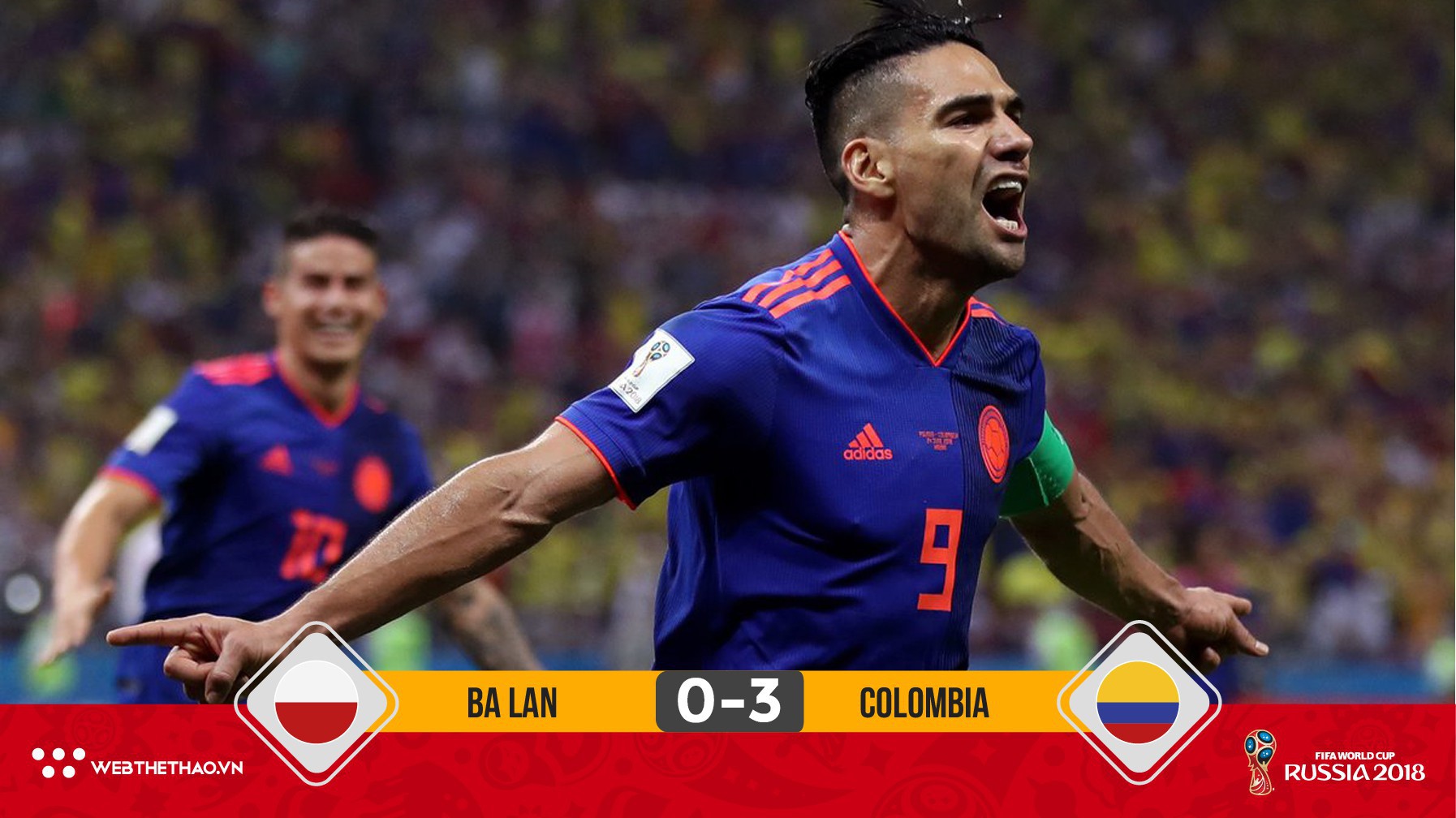 Falcao ghi bàn, Colombia thắng đậm Ba Lan và nuôi hy vọng đi tiếp