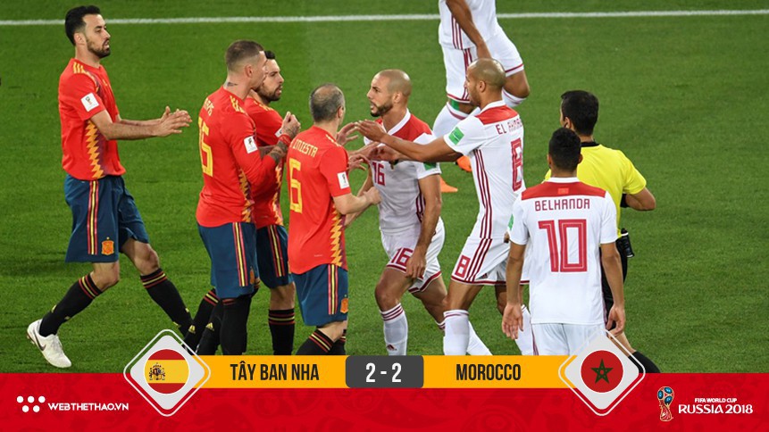 Hòa hú vía trước Morocco, Tây Ban Nha sẽ gặp Nga ở vòng 1/8