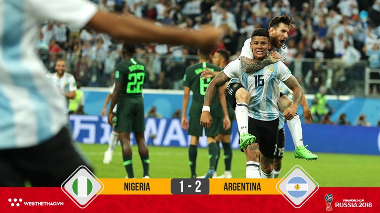 Messi và Rojo tỏa sáng, Argentina thắng nghẹt thở Nigeria vào vòng 1/8 gặp Pháp
