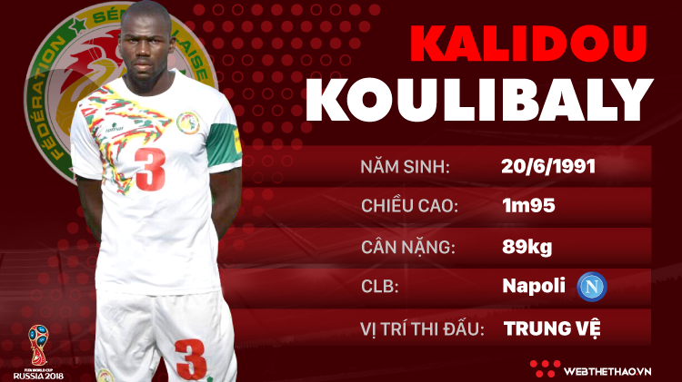 Thông tin cầu thủ Kalidou Koulibaly của ĐT Senegal dự World Cup 2018