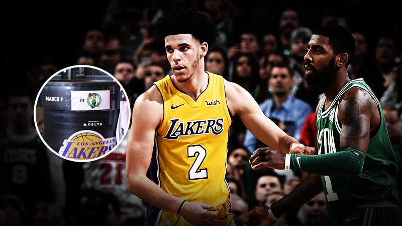 LA Lakers gửi chiến thư bằng cách đưa logo Boston Celtics vào thùng rác