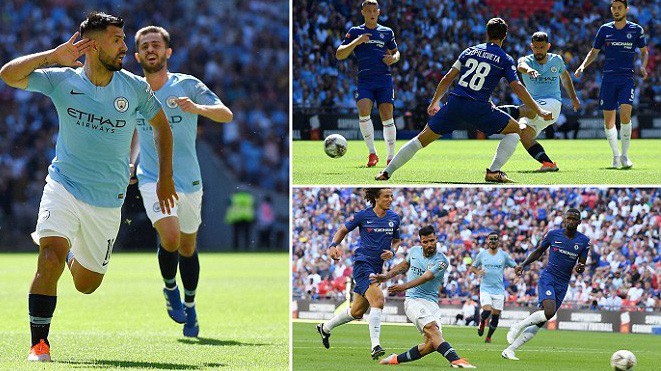 Video: Aguero lập kỳ tích 200 bàn, Man City hạ Chelsea giành Siêu Cúp Anh