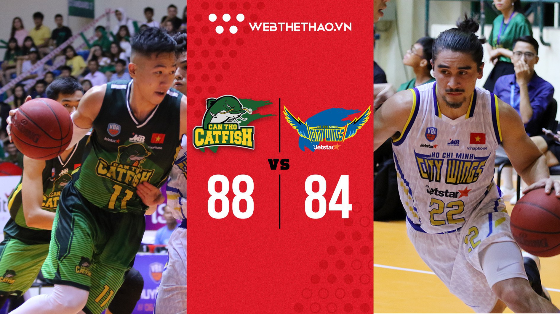 Henry Nguyễn và Corey Cilia suýt chút nữa đánh sập sân Cần Thơ khi Catfish thoát hiểm trước Hochiminh City Wings