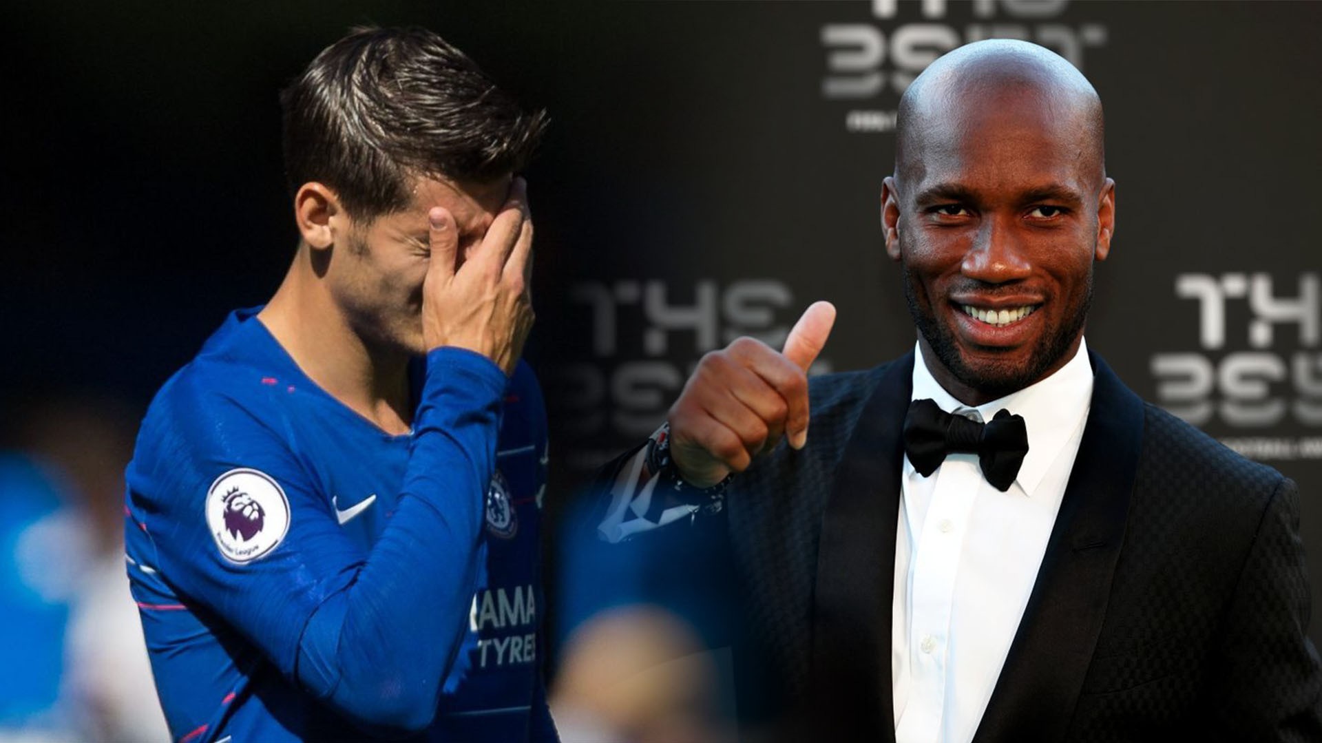 Drogba "bắt bệnh" dứt điểm thành bàn của đàn em Morata ở Chelsea