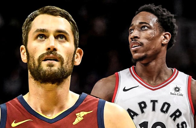 2 đối thủ DeRozan và Kevin Love hợp sức chống lại kẻ thù chung