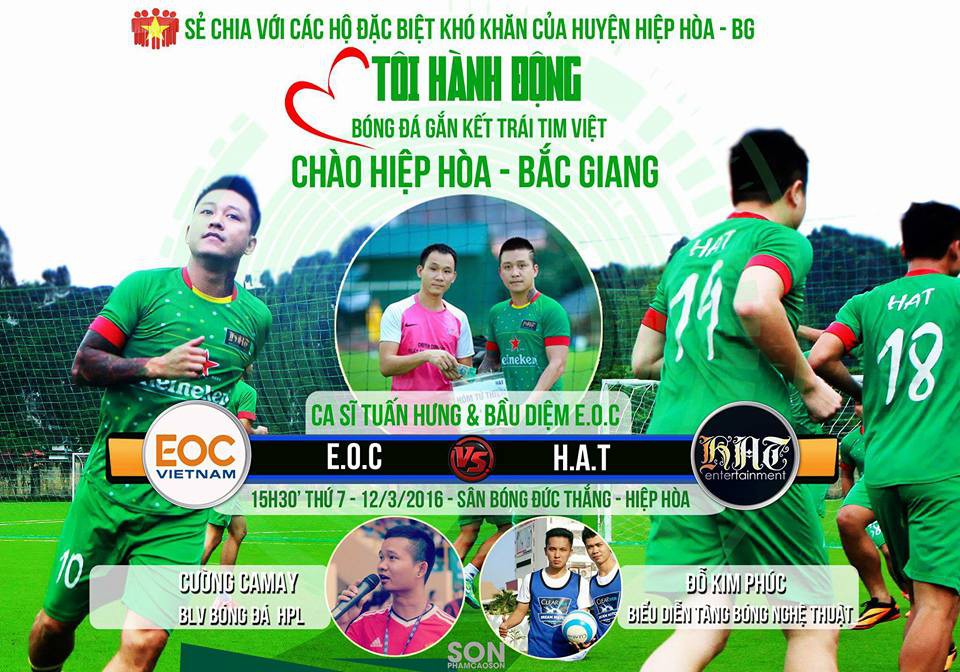 Tuấn Hưng về Bắc Giang đá bóng gây quỹ từ thiện